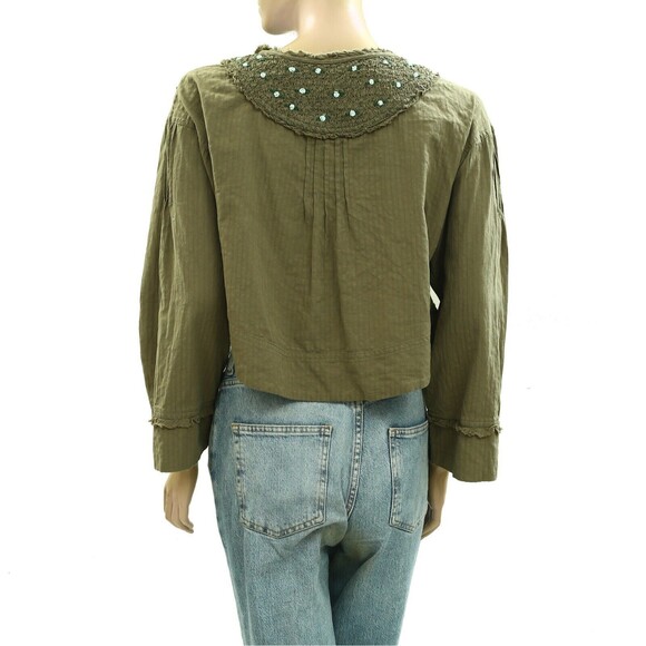 Intimately Free People Sweet As Roses Lounge Blouse Top Embroidered XS 277445 - Picture 7 of 8